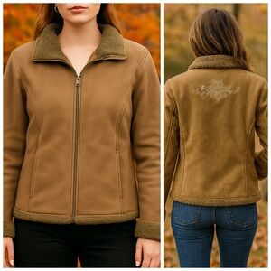 🤖 370. L.L. Bean Women’s XL Sherpa Lined Jacket Brown Embroidered Detail